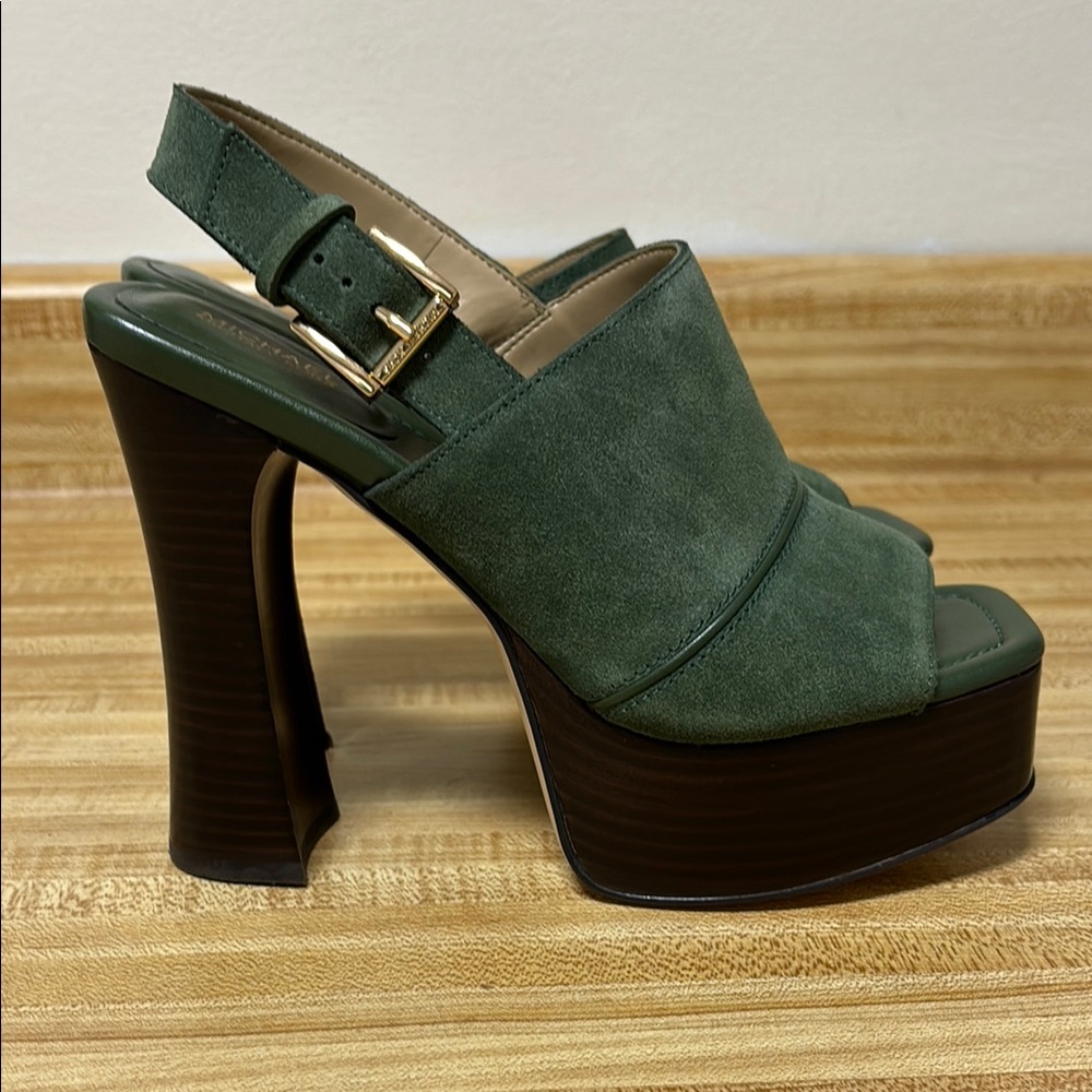 Michael Kors Green Suede Platform Heels